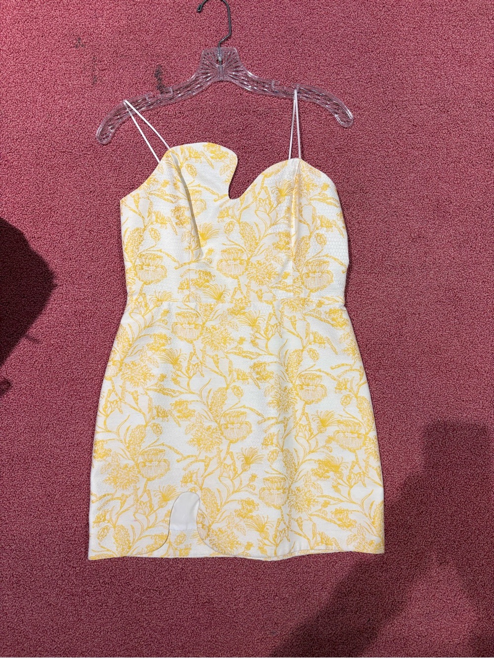 Amanda Uprichard Yellow Floral Strapless Scallop-Hem Mini Dress - Picture 2 of 3